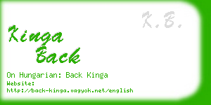 kinga back business card